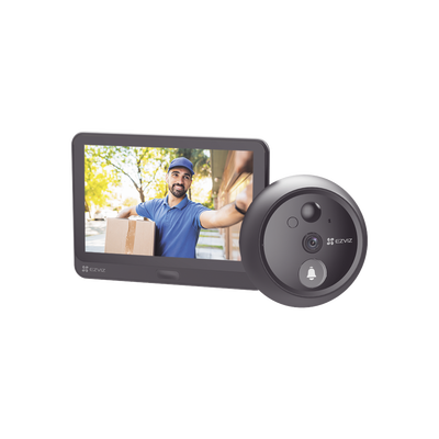 EZVIZ Videoportero Con Mirilla y Pantalla Wi-Fi de Batería Recargable / Para Instalarse en Puerta / Cámara 1080P / IR 3Mts / Boton Timbre / Audio de Dos Vías / Uso en Interior