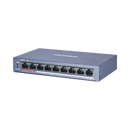 HIKVISION Switch PoE+ / No Administrable / 8 Puertos 10/100 Mbps PoE+ / 1 Puerto 100 Mbps Uplink / PoE hasta 250 metros / 60 W