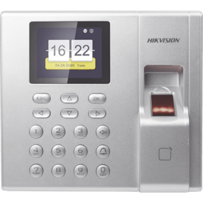 HIKVISION Terminal de Control de Acceso y Asistencia compatible con APP Hik-Connect (P2P) / Stand Alone / Lectura de Huella y de Tarjetas  Mifare
